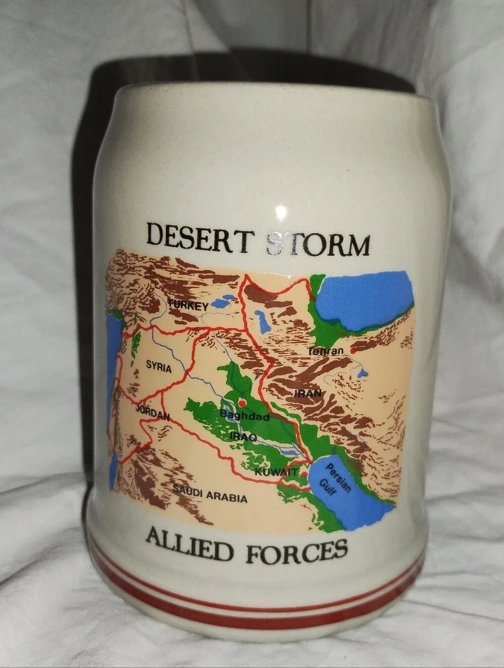 Desert Storm 1990-91 Allied Forces Map Stoneware Beer Stein Mug 0.5L Military